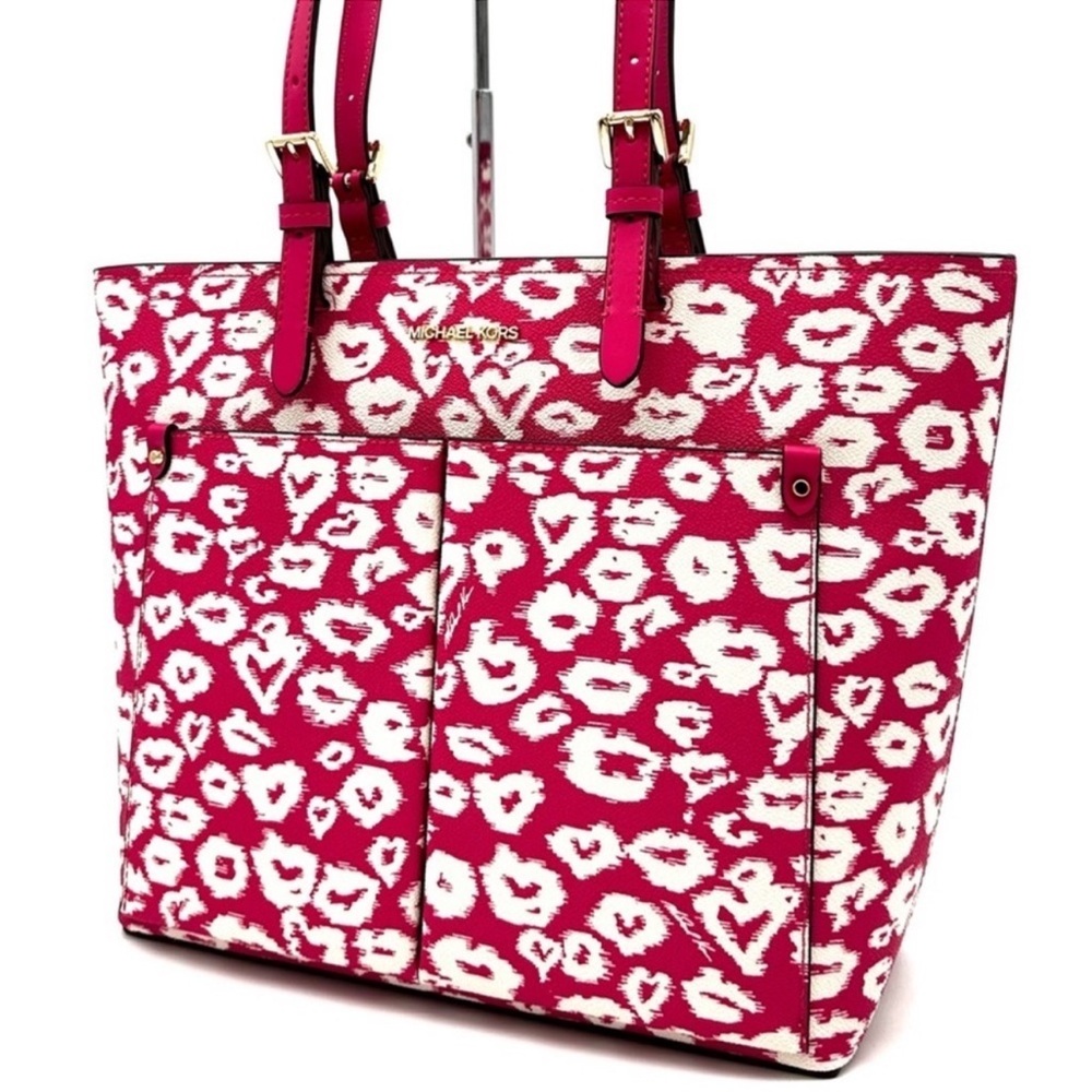 Michael Kors Jet Set Medium Pocket Tote Bag Electric Pink Multi